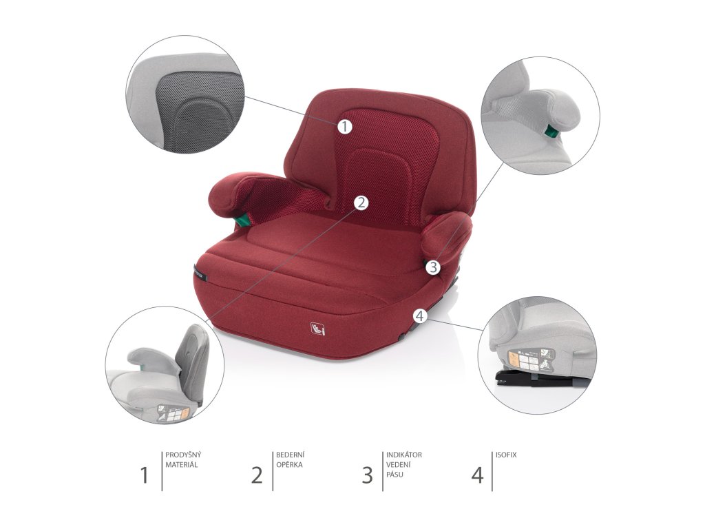 Podsedák Zopa iBooster i-Size Bordeaux Red s ISOFIXom