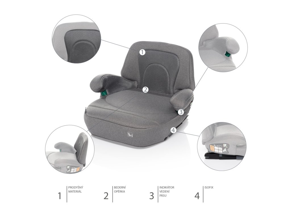 Podsedák Zopa iBooster i-Size Silver Grey s ISOFIXom