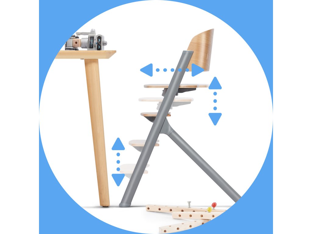 Detail nastavenia výšky a hĺbky sedadla stoličky Kinderkraft LIVY