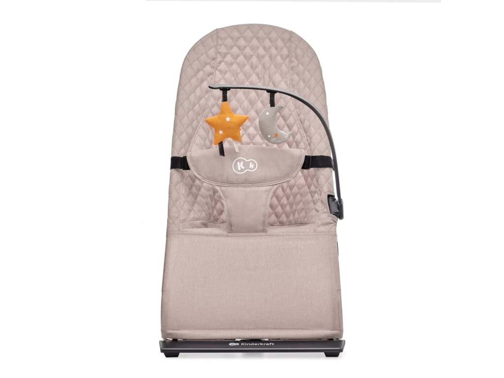 Detail 3-bodových bezpečnostných pásov a textúry materiálu lehátka Kinderkraft Mimi