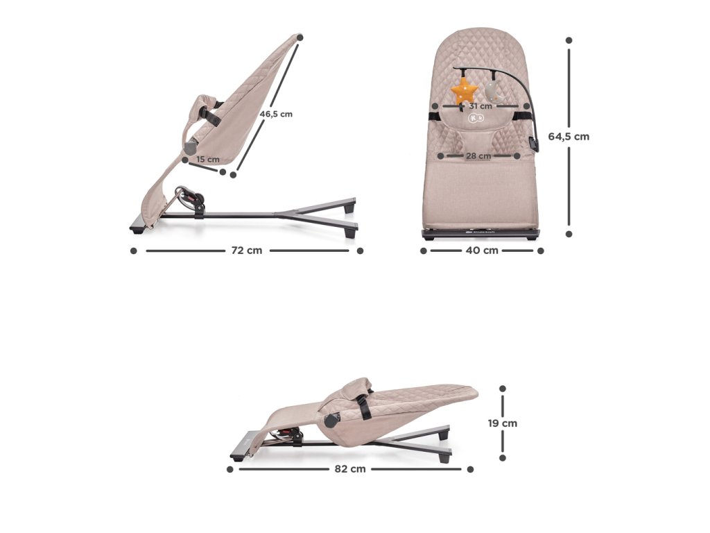 Minimalistické húpacie lehátko Kinderkraft Mimi v elegantnej béžovej farbe