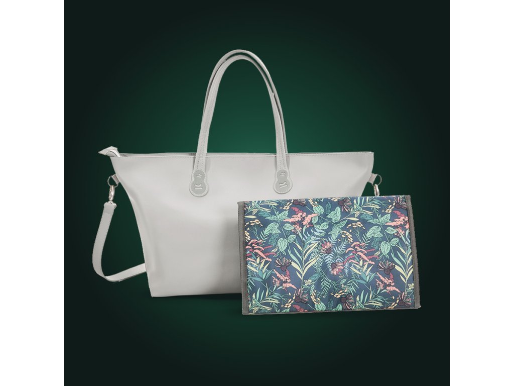 Štýlová prebaľovacia taška Kinderkraft Treasurebag Light Grey Nature Vibes