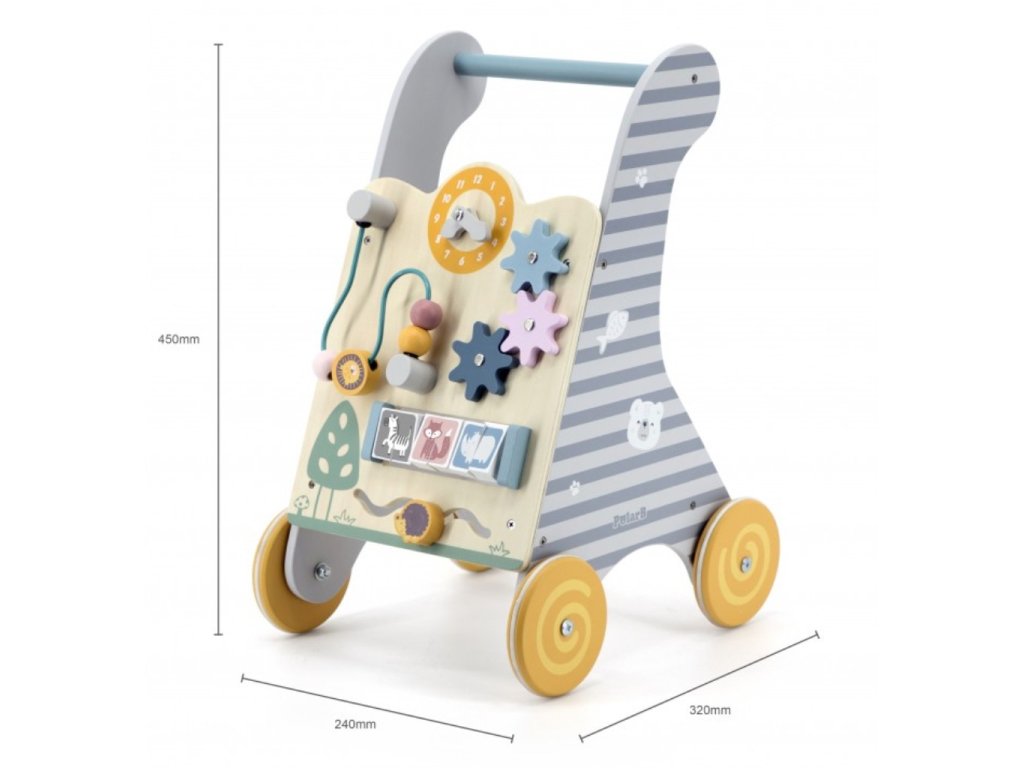 Drevené edukačné chodítko Viga PolarB s aktivitami