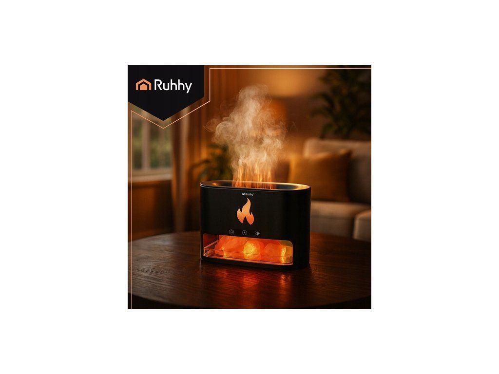 Ruhhy zvlhčovač vzduchu s efektom krbu a LED podsvietením