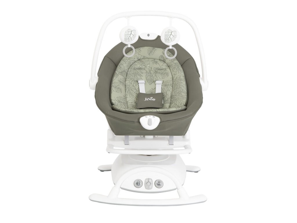 Hojdacie kresielko Joie Sansa 2v1 Palms s hrazdičkou a hračkami