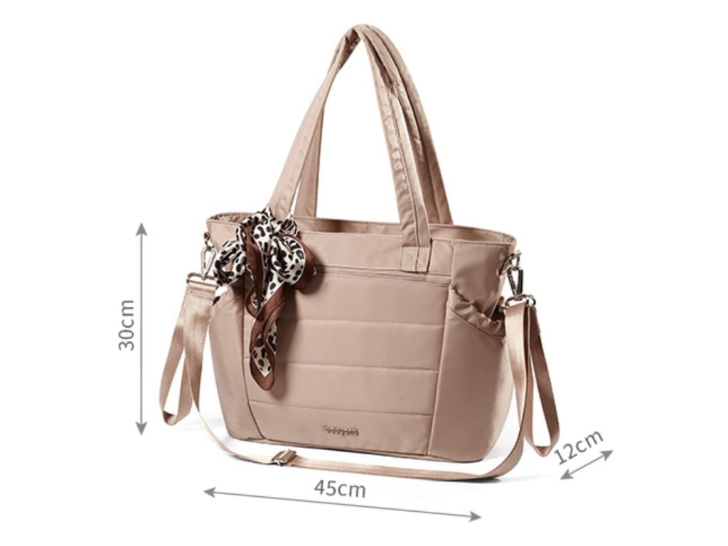 Béžová prebaľovacia taška Babyono Cami s leopardou šatkou
