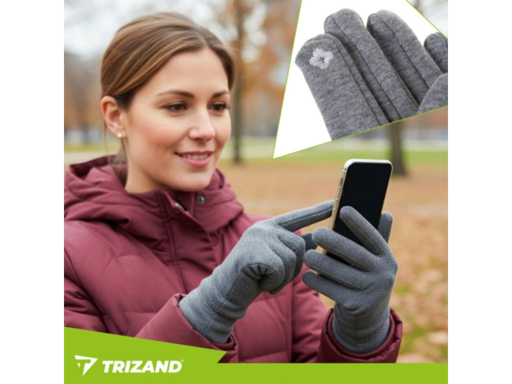 ovládanie mobilných zariadení pomocou rukavíc pre ženy v šedej farbe