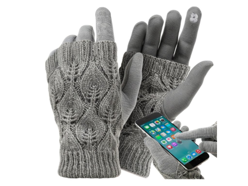Dámske rukavice s dotykovou funkciou v šedej farbe