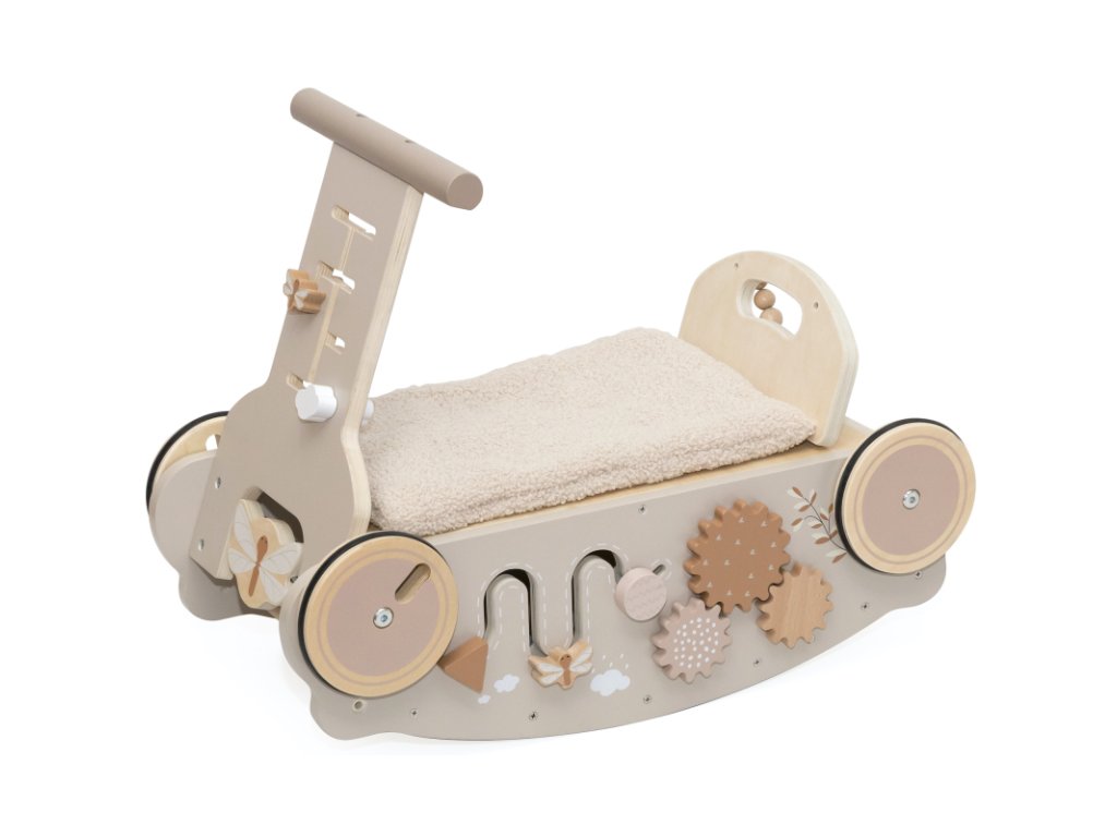 Label Label drevená hračka 3v1 - hojdačka, chodítko a vozítko Nougat