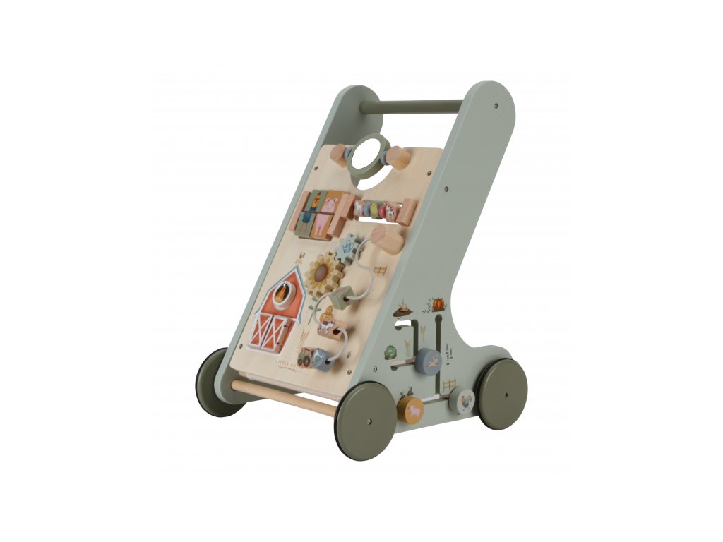 Drevené chodítko Little Dutch s aktivitami a motívom farmy