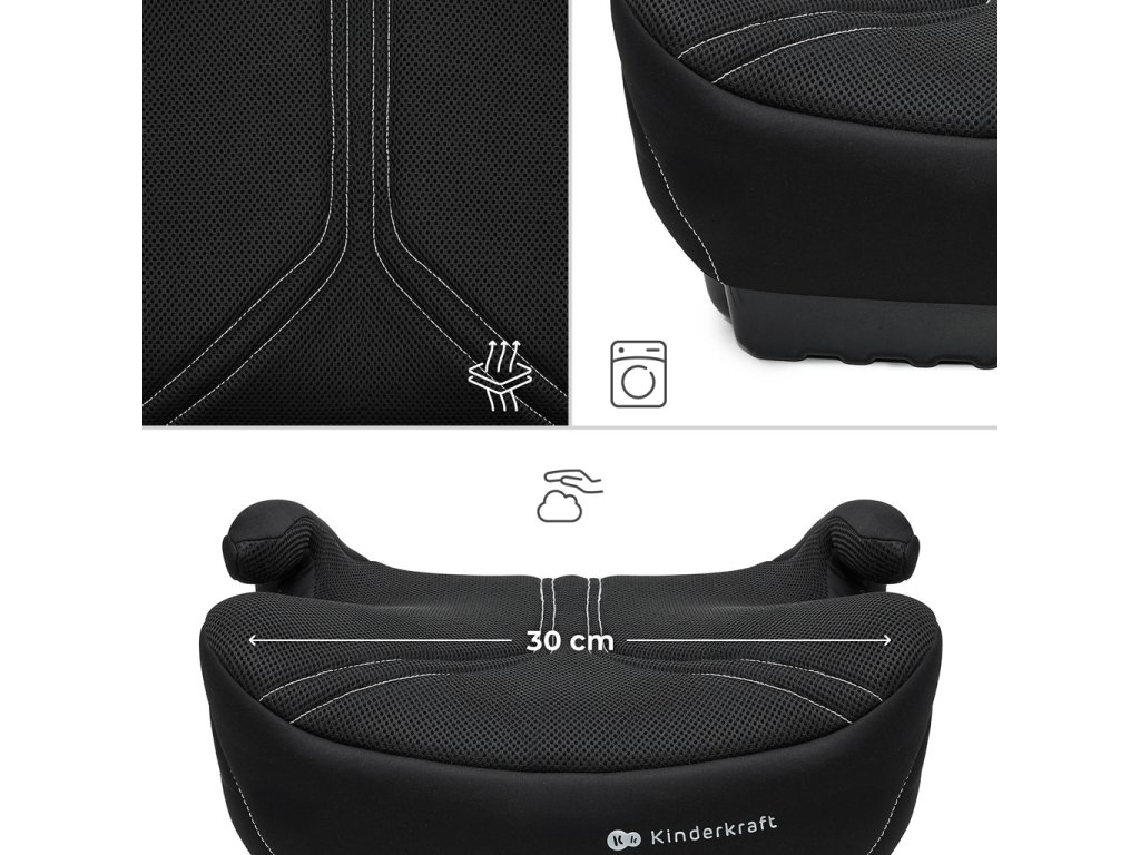 Detail priedušného poťahu AIR FLOW na čiernom podsedáku Kinderkraft
