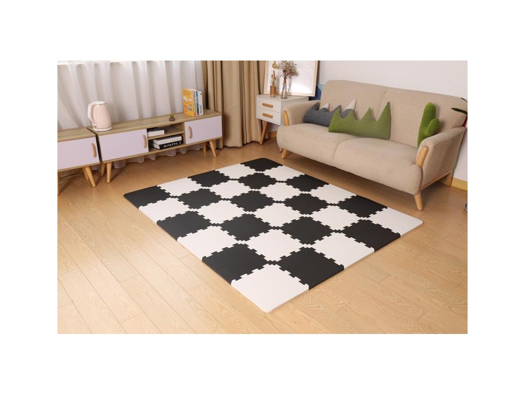 Rozložené penové puzzle Kinderkraft Luno 150x180 cm v interiéri