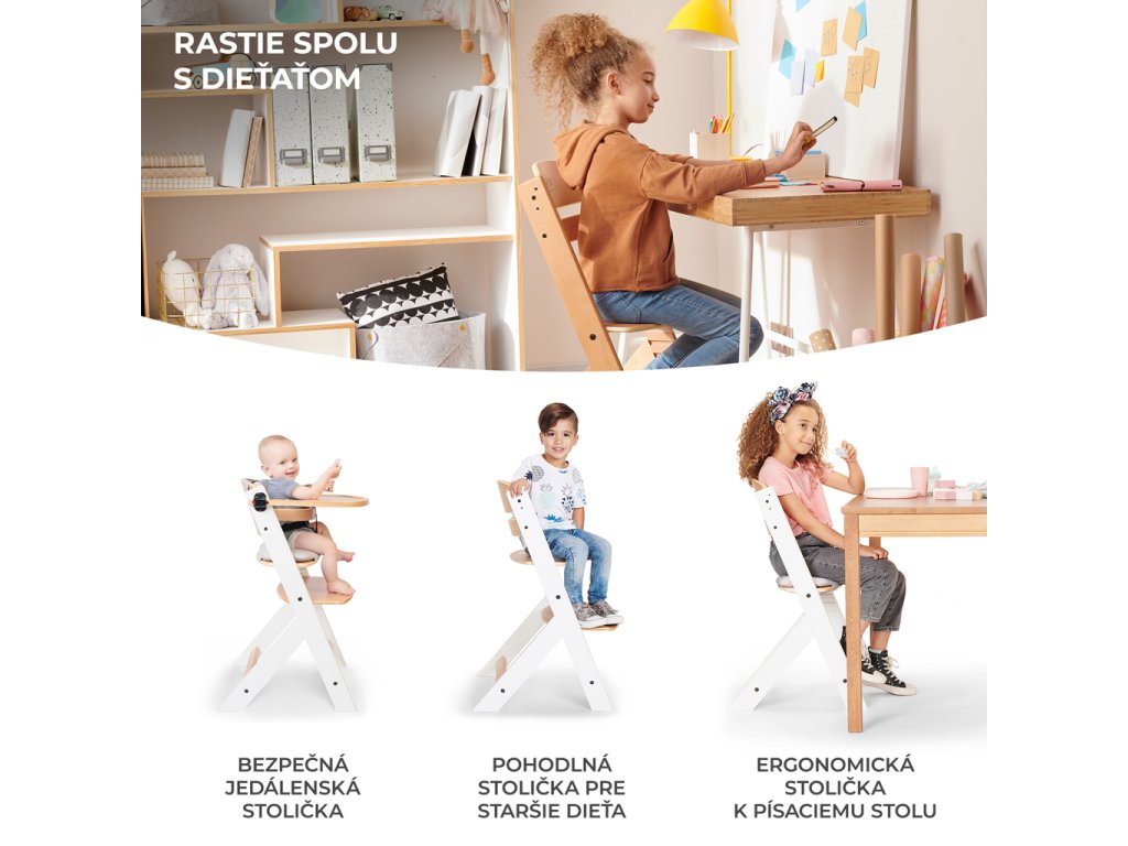 Drevená rastúca stolička Kinderkraft Enock v škandinávskom štýle