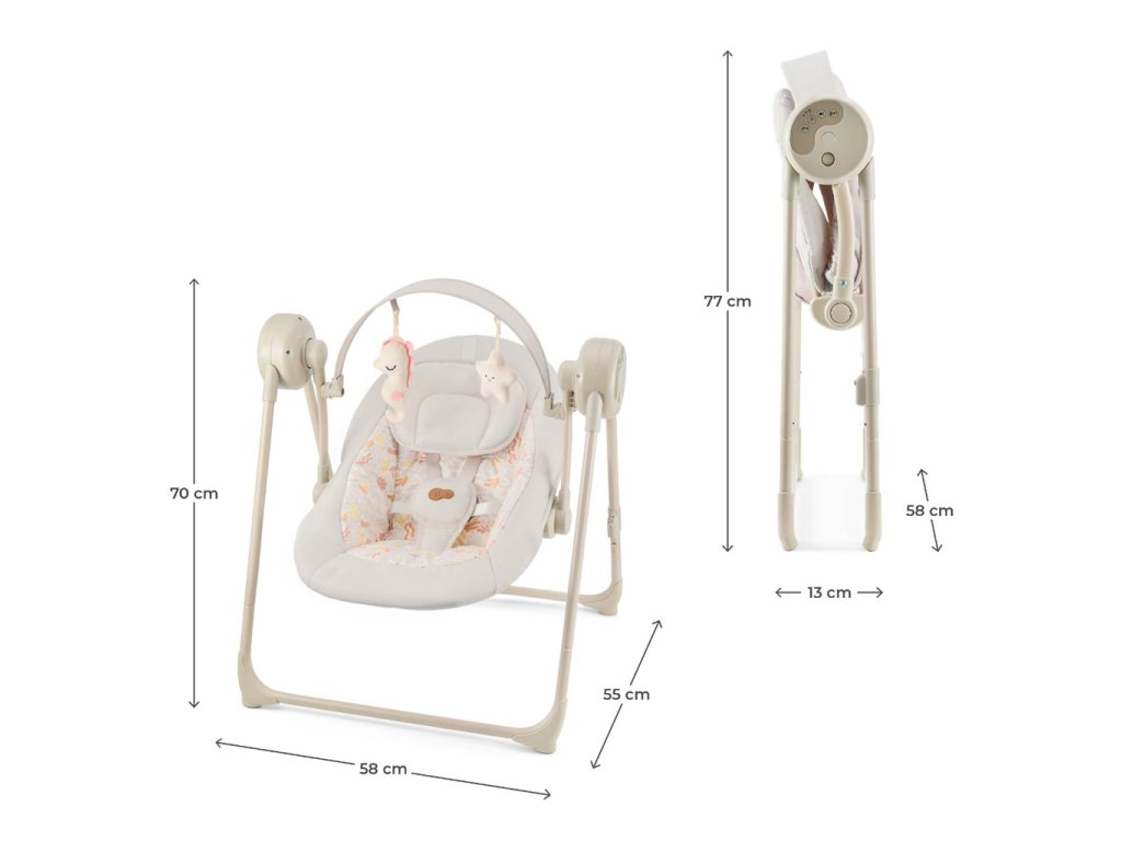 Elektrická hojdačka Kinderkraft Swingee Beige v zloženom stave