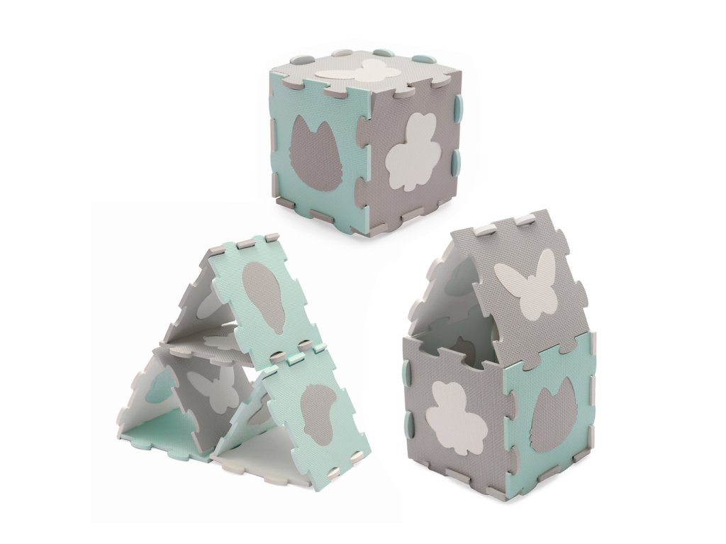 Detail 3D tvarov postavených z puzzle Kinderkraft Luno Shapes