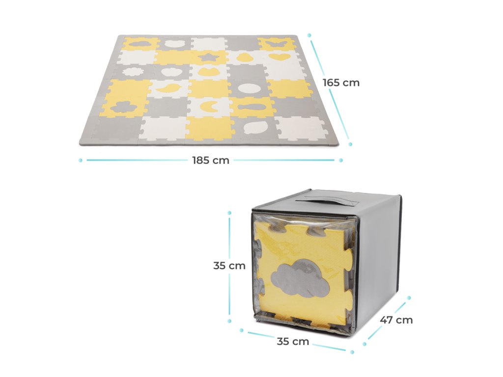 Penové puzzle na zem Kinderkraft Luno Shapes 150x180 cm Yellow