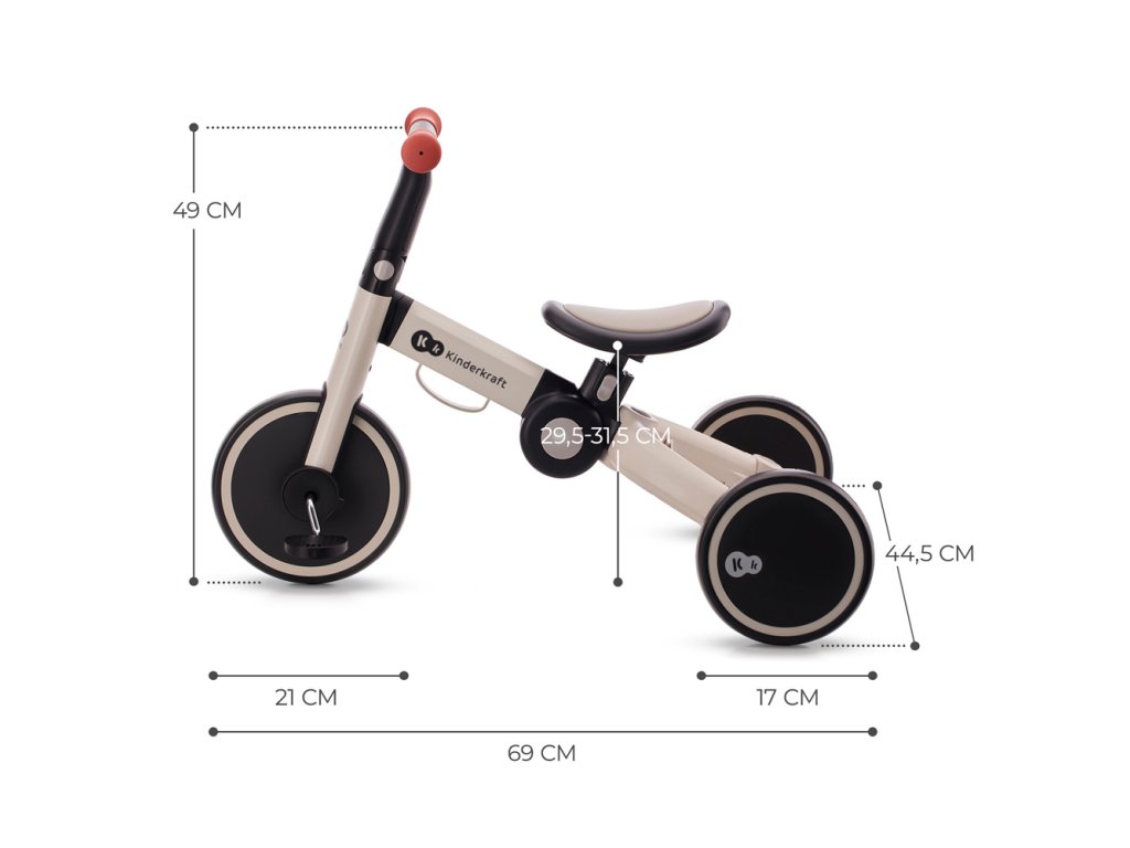 Strieborno-sivá multifunkčná trojkolka 3v1 Kinderkraft 4TRIKE Silver Grey