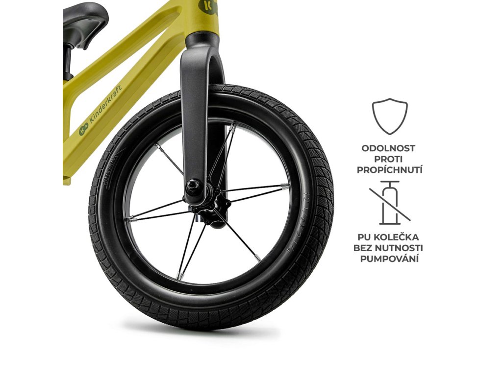 Detail 12-palcových bezúdržbových PU kolies odrážadla Kinderkraft Eter Lime