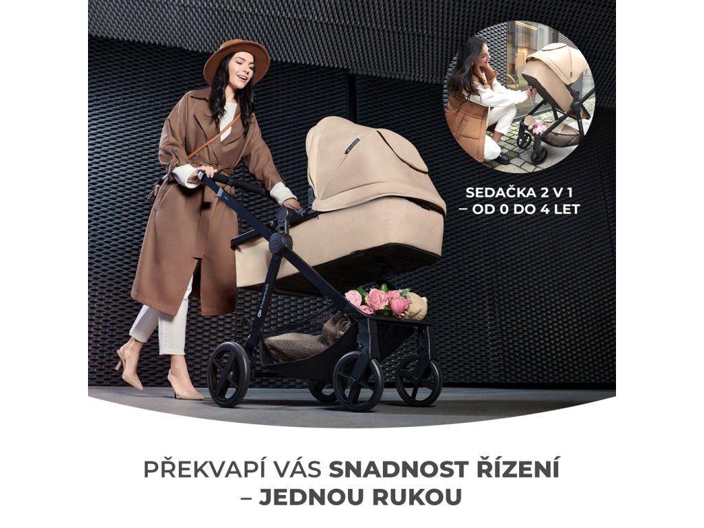 Multifunkčný kočík Kinderkraft Newly 4v1 s vaničkou, ktorá sa prerobí na športovú časť