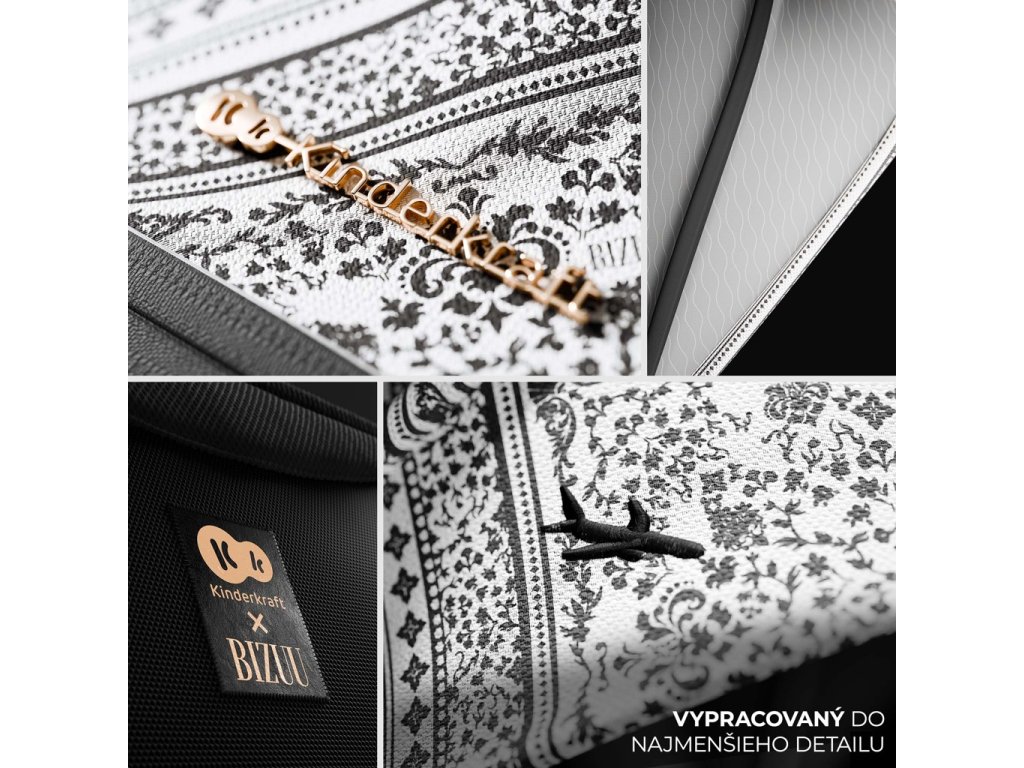 Detail vyšívaného kvetinového vzoru limitovanej edície Bizuu na strieške kočíka
