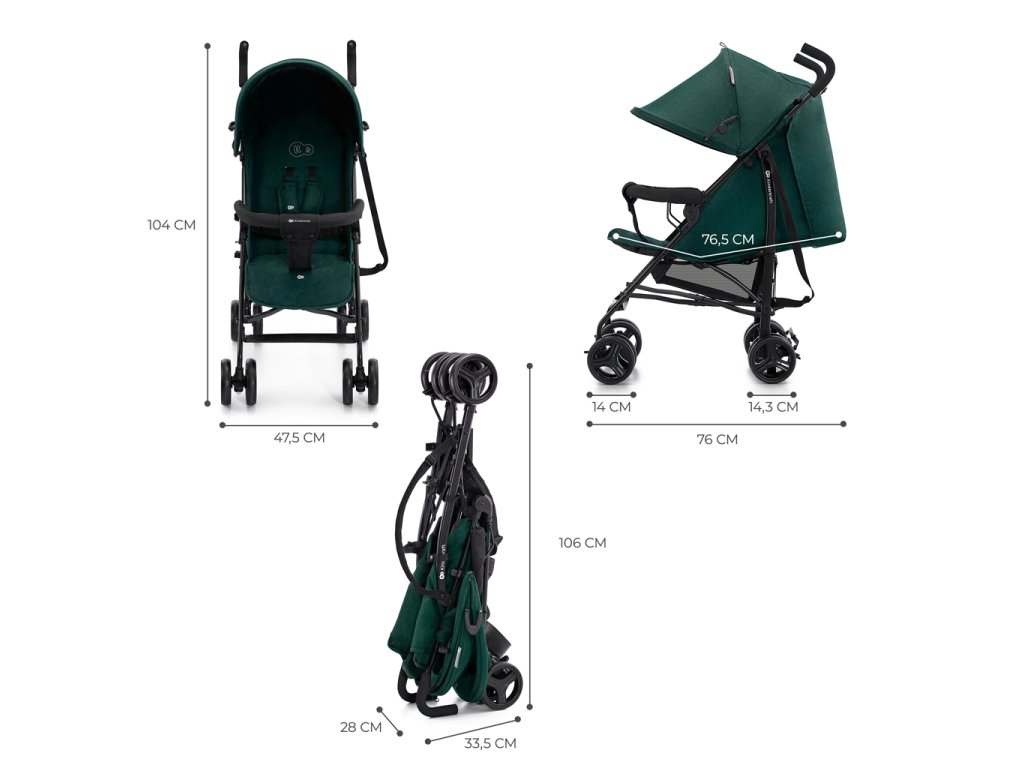 Ľahký golfový kočík Kinderkraft Tik v zloženom a rozloženom stave