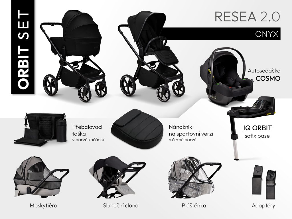 Kompletný Travel System 4v1 Moon Resea 2.0 set Orbit s otočnou základňou a autosedačkou Avionaut Cosmo