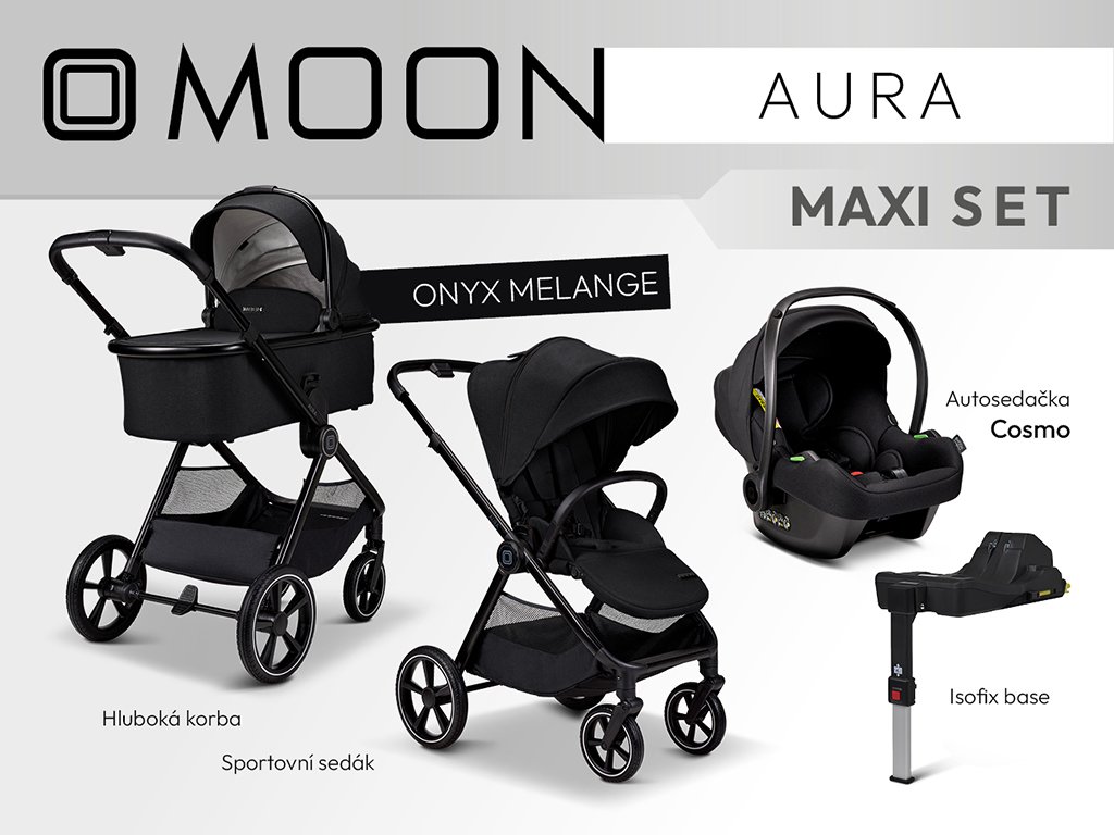 Kompletná súprava 4v1 Moon Aura Maxi s autosedačkou Avionaut Cosmo a ISOFIX základňou