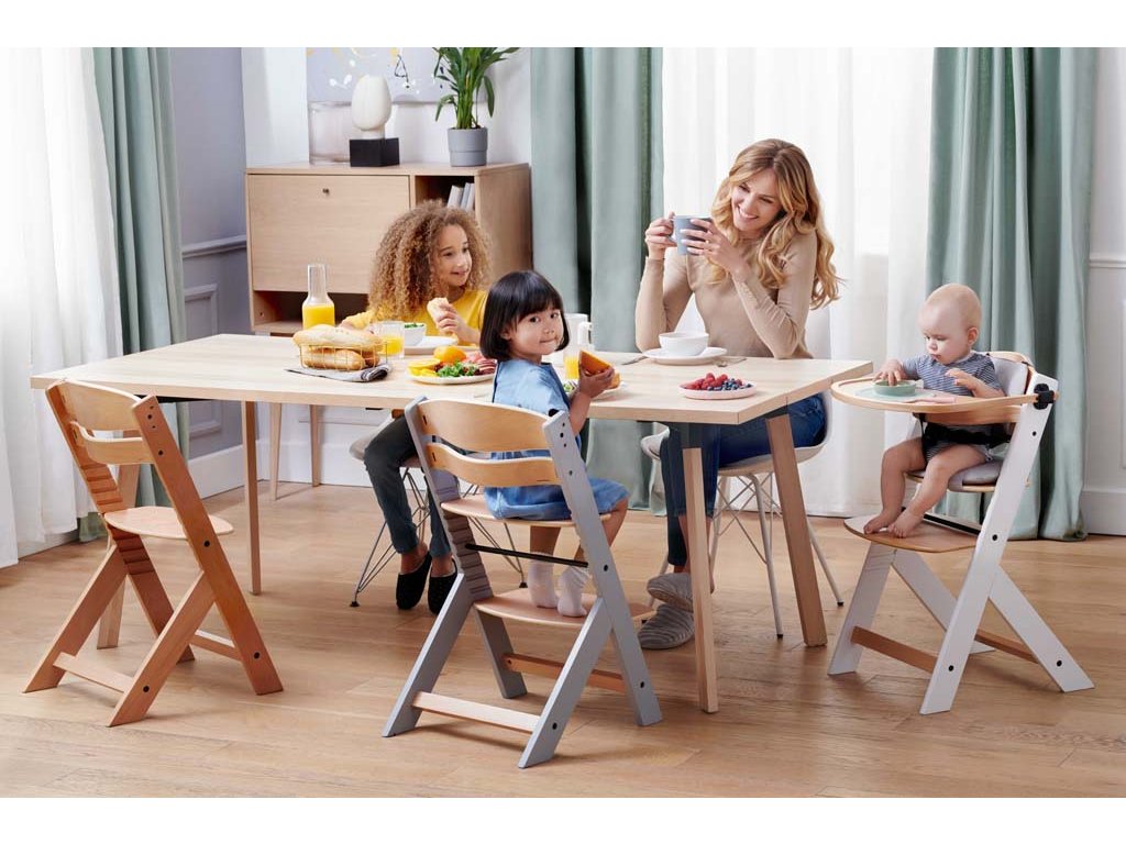 Drevená rastúca stolička Kinderkraft Enock s polstrovaním v interiéri