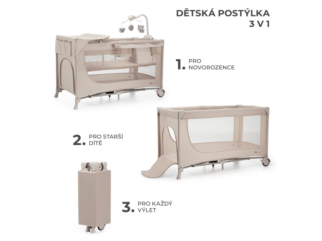 Cestovná postieľka Kinderkraft Joy 2 + doplnky Beige