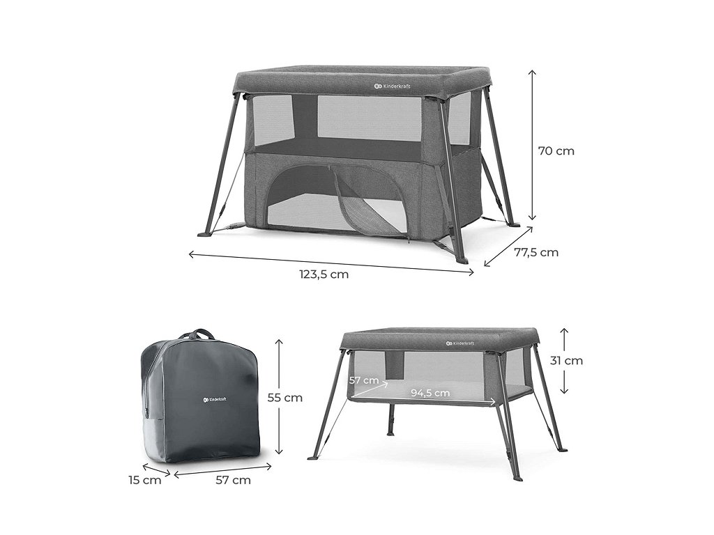 Cestovná postieľka Kinderkraft Cami Grey