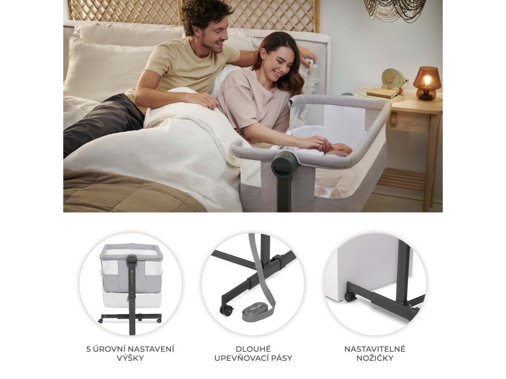 Polohovateľná postieľka Kinderkraft Up2 Light Grey
