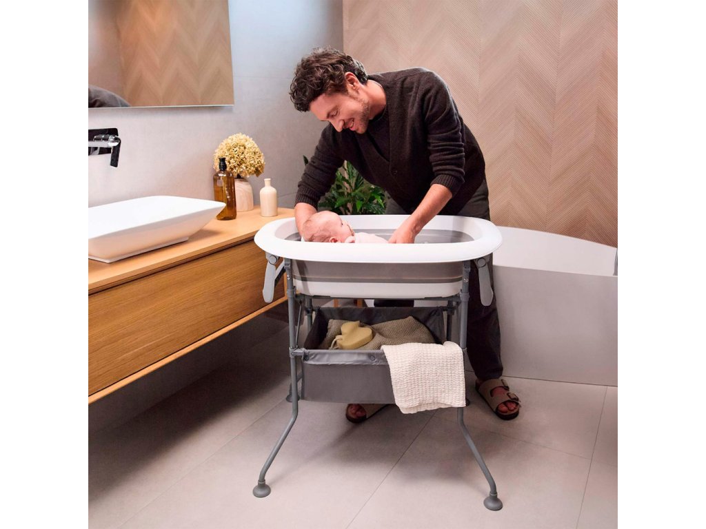 Prebaľovací pultík s vaničkou Kinderkraft Bubbly Grey