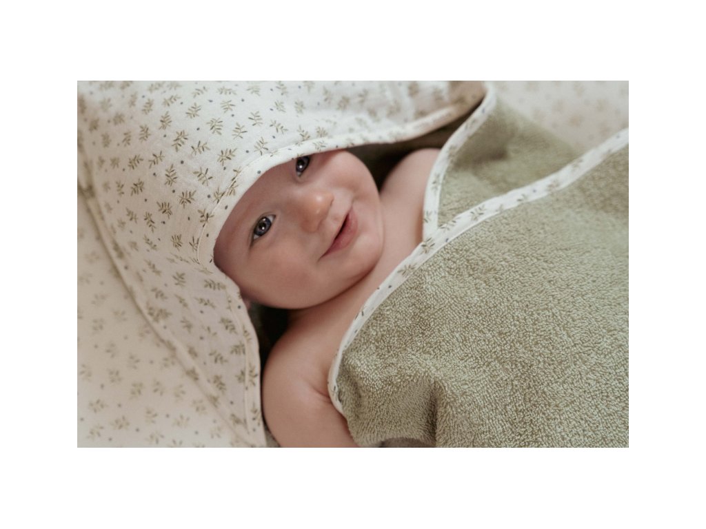 Little Dutch Osuška s kapucňou 100x100 cm Blueberry Leaves