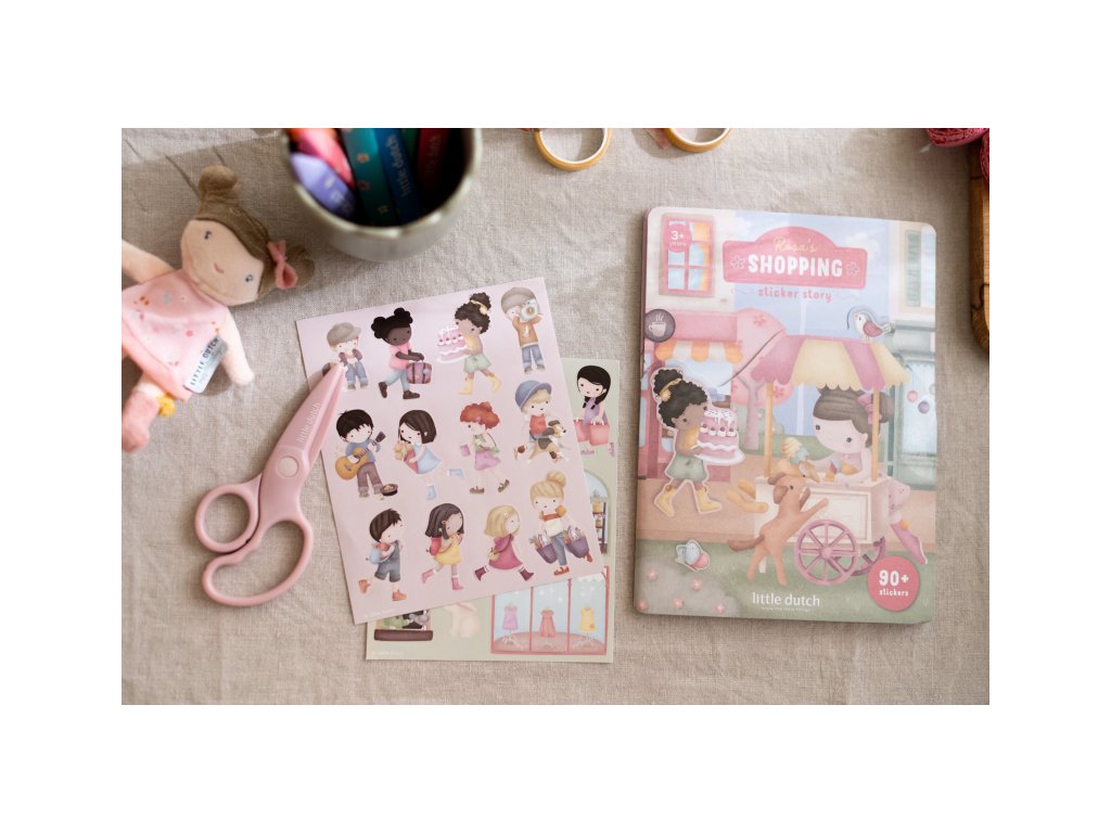 Little Dutch Knižka so samolepkami Nakupovanie Rosa