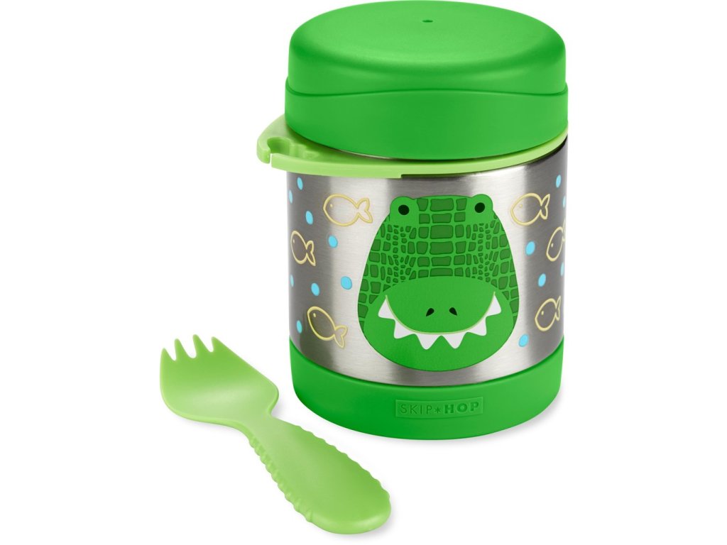SKIP HOP Zoo Termoska na jedlo s lyžičko/vidličkou Krokodíl 325 ml
