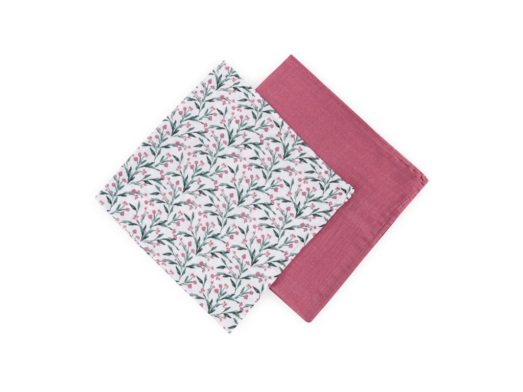 Zavinovacia bambusová plienka/prikrývka Petite&Mars Misty Pink Meadow 2 kusy