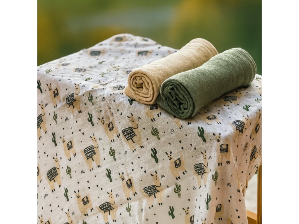 Zavinovacia bambusová plienka/prikrývka Petite&Mars Misty Llama Vibes 2 kusy