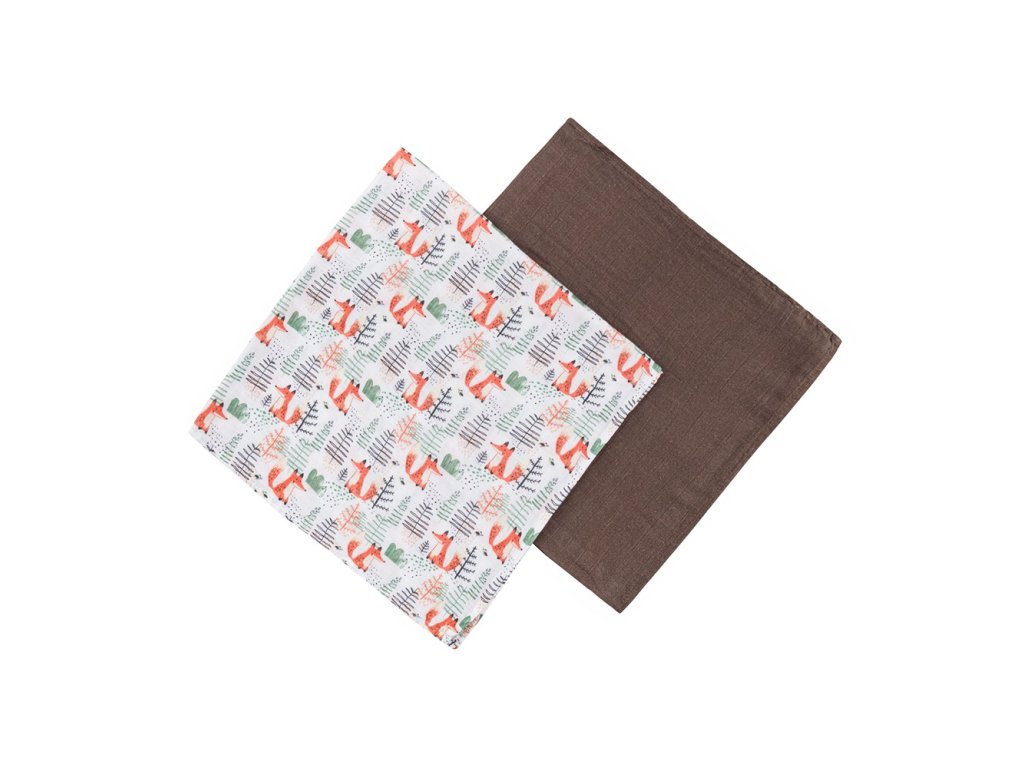 Zavinovacia bambusová plienka/prikrývka Petite&Mars Misty Forest Fox 2 kusy