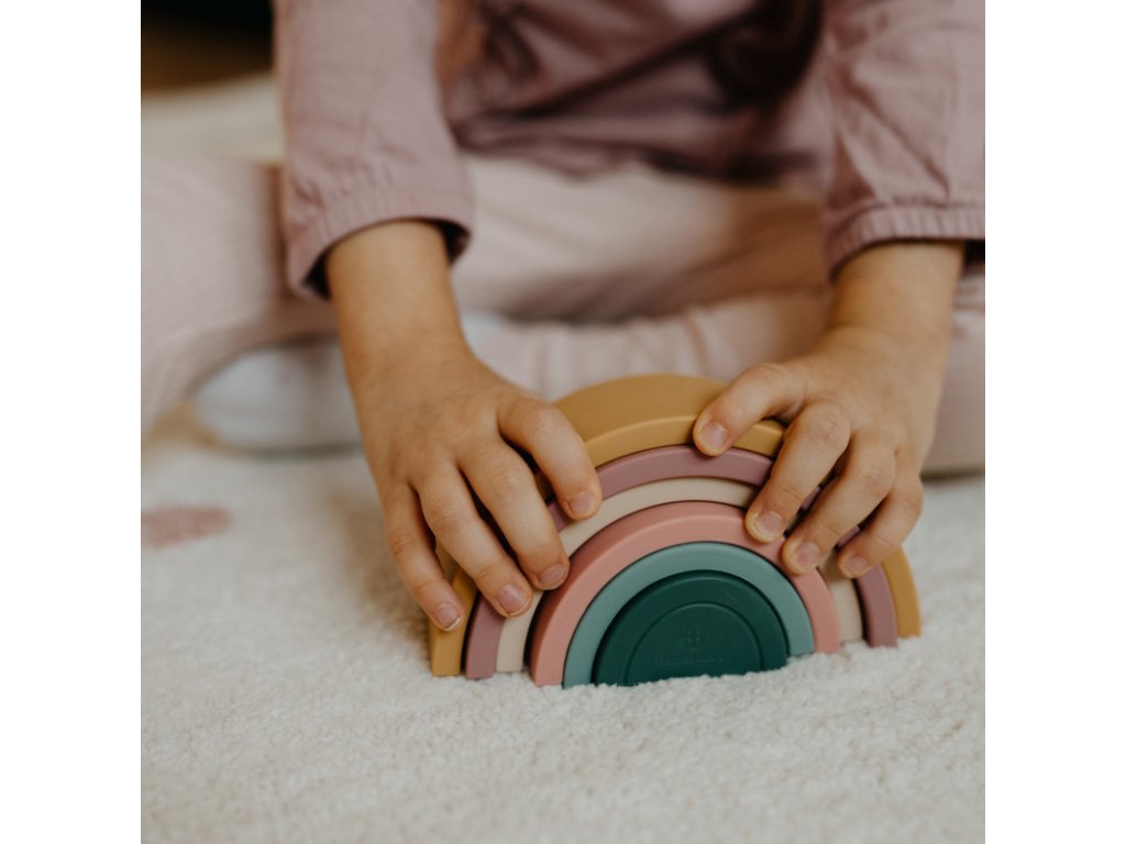 Silikónová skladačka Dúha Petite&Mars Misty Green