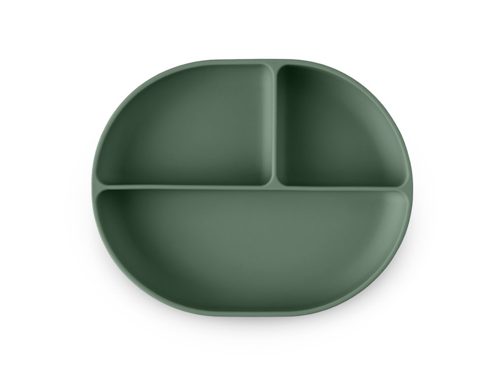 Delený silikónový oválny tanierik Petite&Mars Take&Match Misty Green