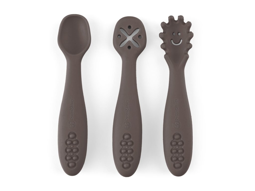 Silikónové tréningové lyžičky Petite&Mars Take&Match Bitter Cocoa