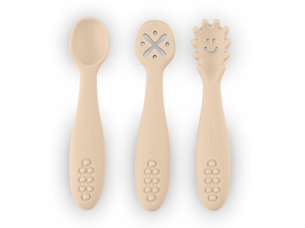 Silikónové tréningové lyžičky Petite&Mars Take&Match Desert Sand
