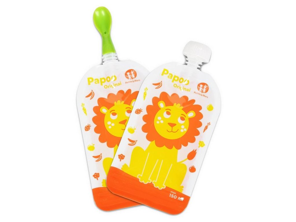 Kapsička na jedlo Petite&Mars Papoo Original Lion 6 kusov