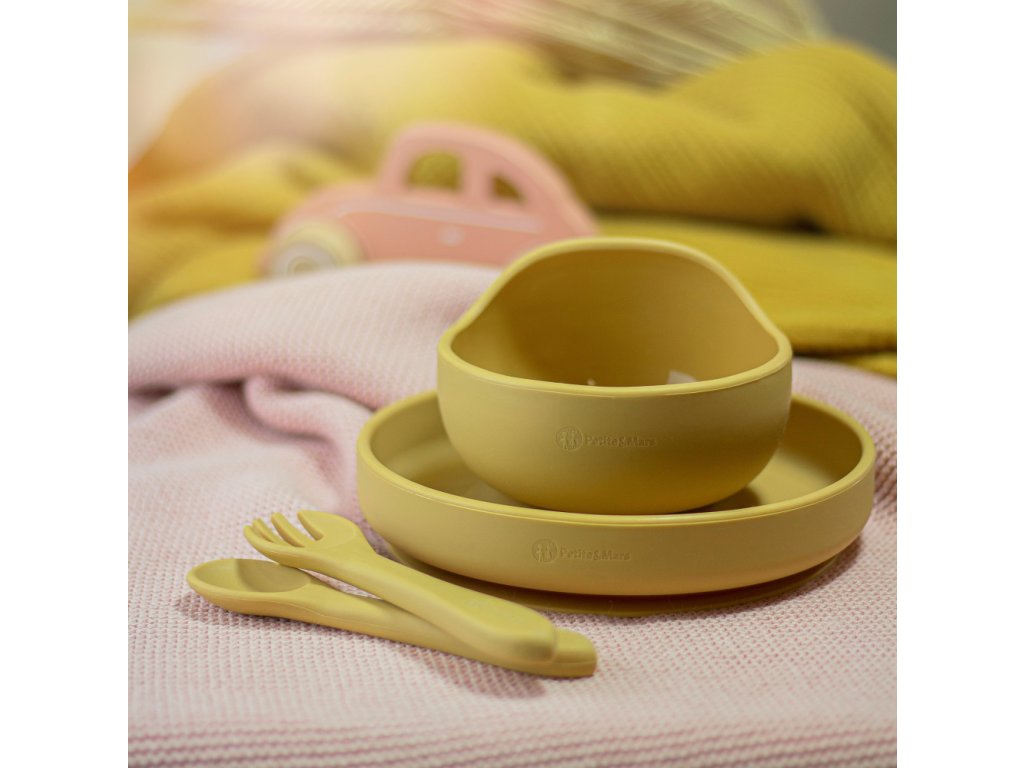 Jedálenská silikónová sada Petite&Mars Take&Match 3 kusy Intense Ochre