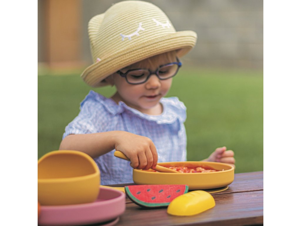 Jedálenská silikónová sada Petite&Mars Take&Match miska+tanier Intense Ochre