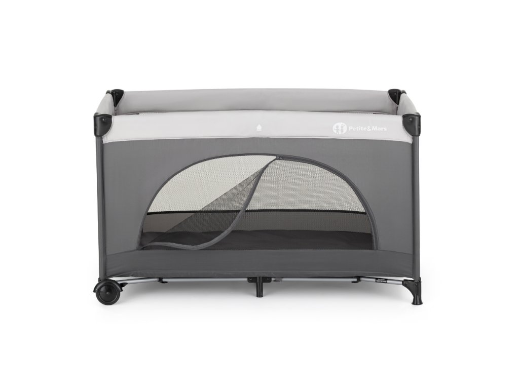 Cestovná postieľka Petite&Mars Nyja Urban Jungle Charcoal