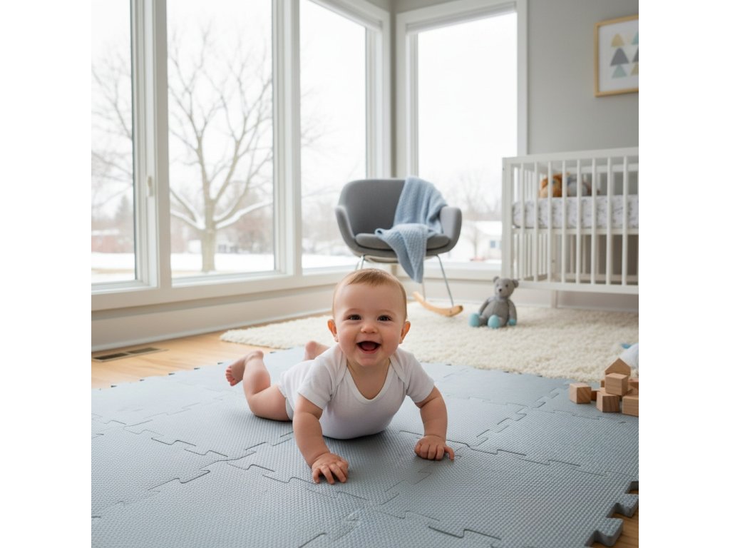 Zopa penové Puzzle na zem Light Grey | 9 kusov | 30x30 cm