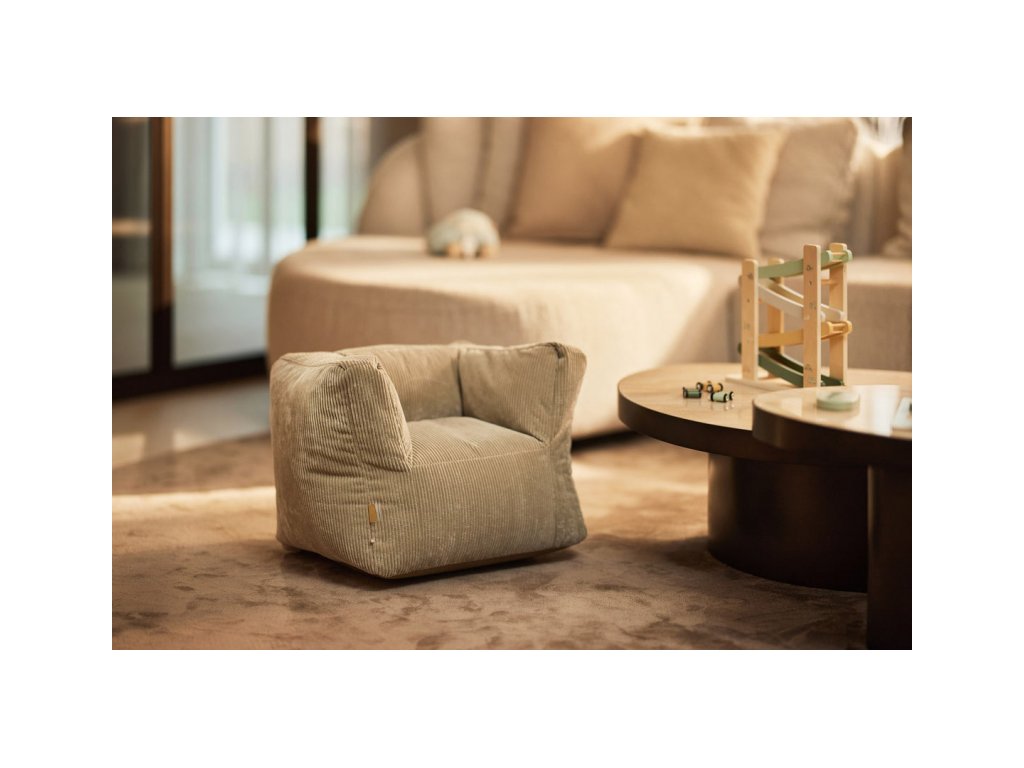 Detské kreslo Jollein Beanbag Corduroy Olive Green