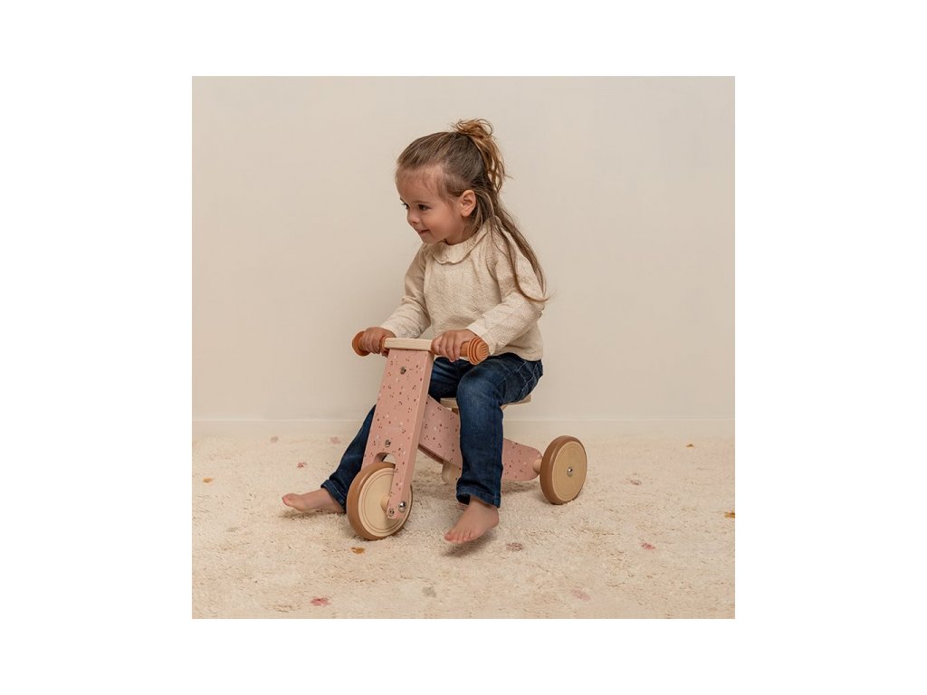 Little Dutch Odrážadlo trojkolka drevená Pink