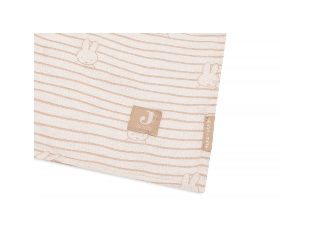 Jollein zavinovacie plienky 115x115 cm Miffy Stripe Biscuit 2 kusy
